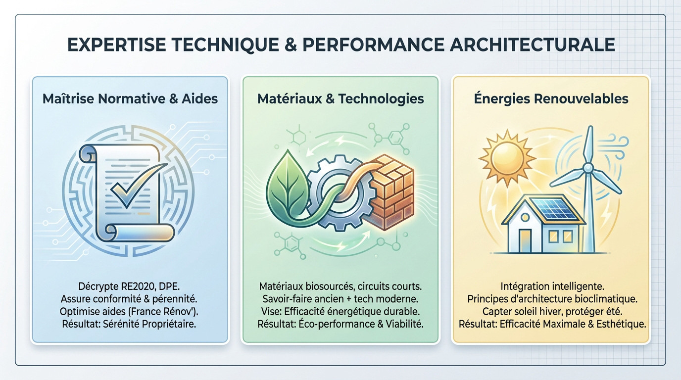 Architecte analysant des plans pour la performance énergétique d'un bâtiment